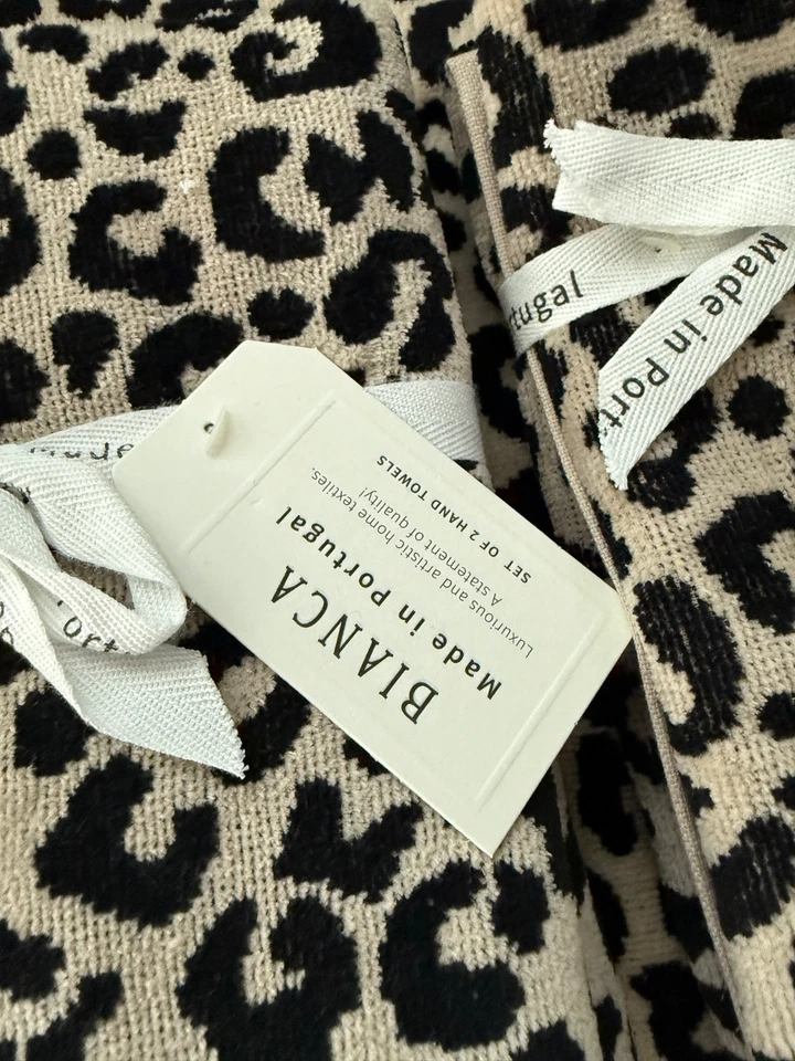 Juego de toallas Bianca Portugal leopardo 6 piezas toallas de baño de lujo con punta de mano artísticas Foto 2 de 4