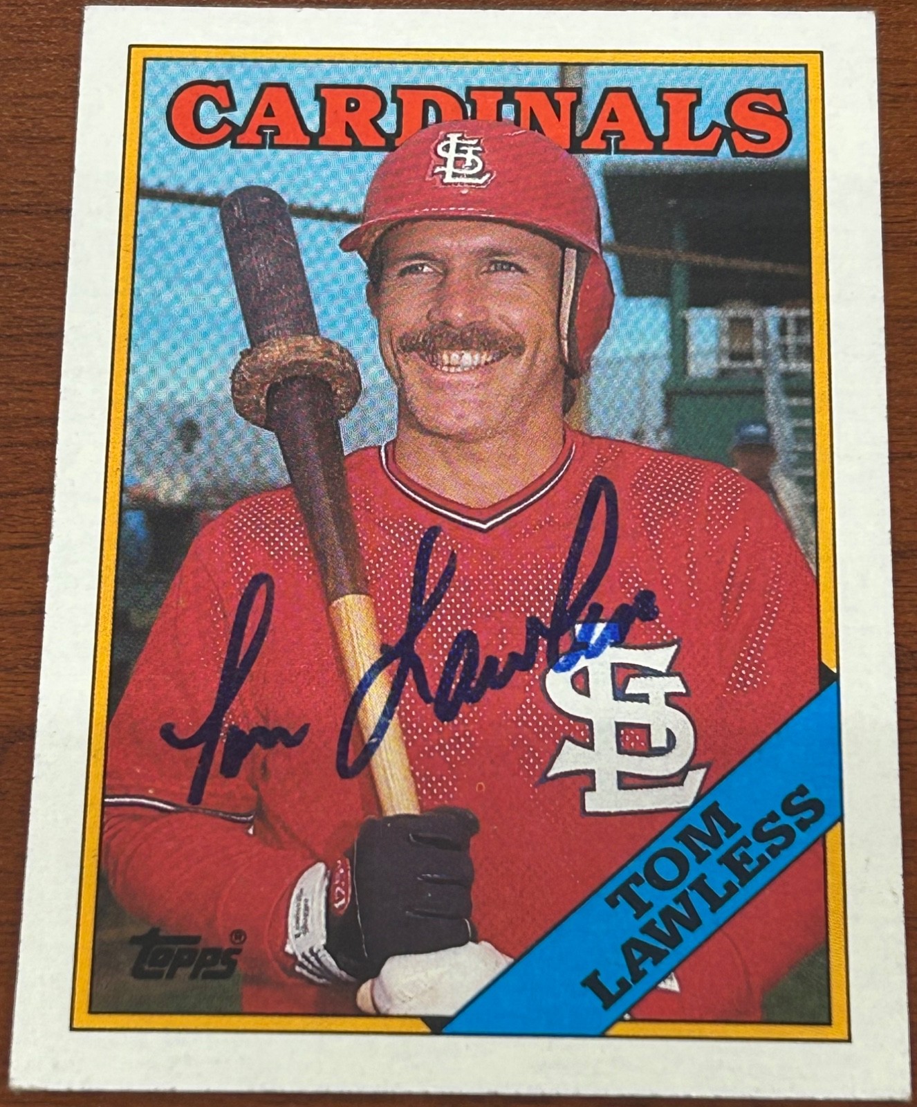 1988 Topps TOM LAWLESS #183 🔥 Cardinals 🧨 WONDERFUL RaRe Autograph ⚾️ Auto 🔥