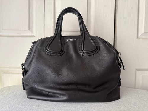 GIVENCHY Leather Shoulder Bag Dark Brown Nightingale Tote Style Authentic Italy