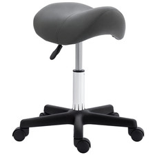 HOMCOM Saddle Stool Adjustable Rolling Salon Chair for Massage Spa Beauty Grey