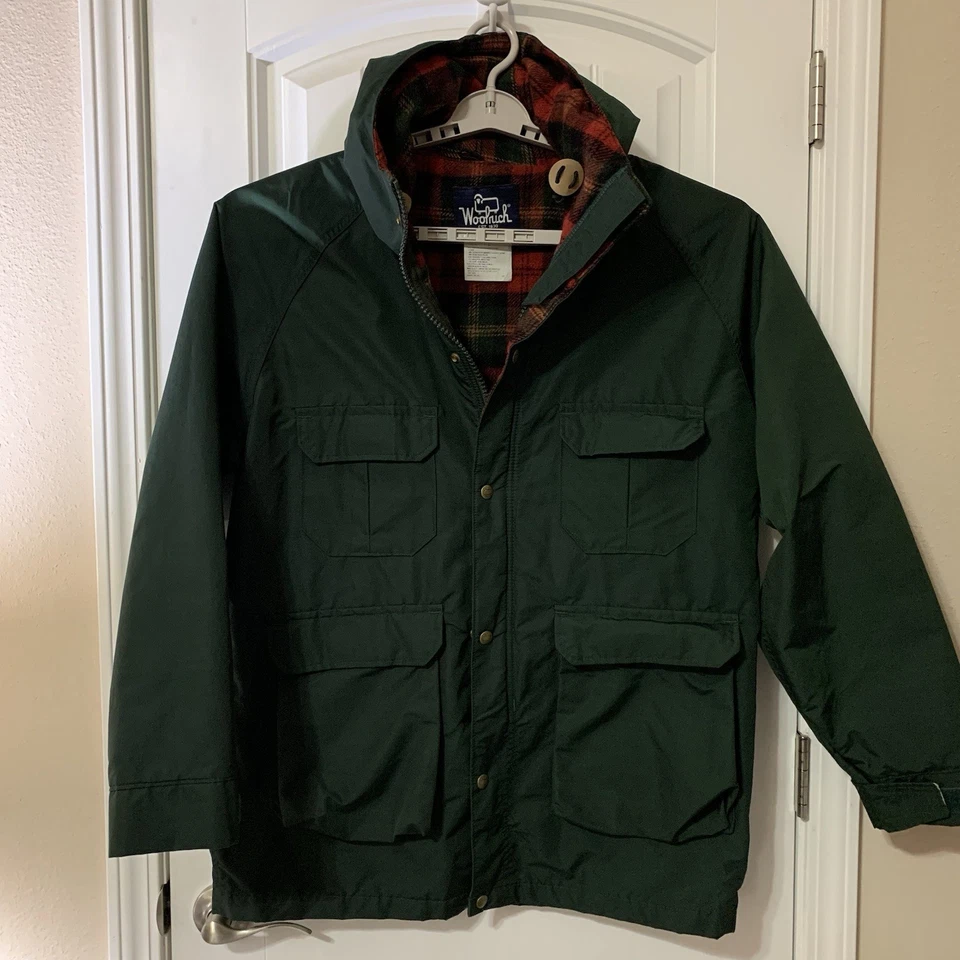 VTG Woolrich Jacket Mens Large Green Wool Red Wool Flannel Lined USA-48" Chest - Image 4 of 4