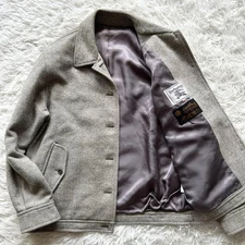 Burberry Wool Blouson Jacket Herringbone Alpaca Blend Gray Men’s S #EL BAA
