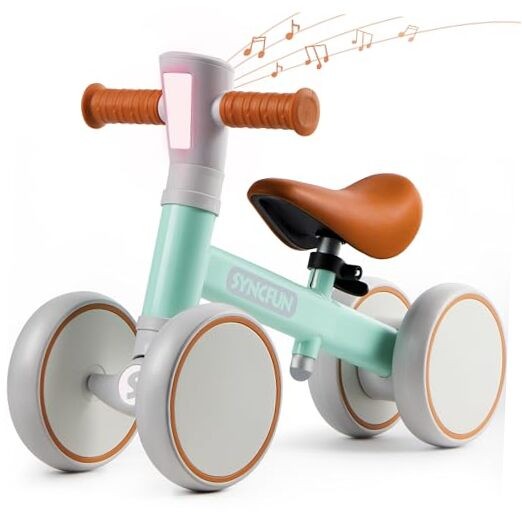 Baby Balance Bike with Music Lights for Toddlers 1-2 Years First Green Ride