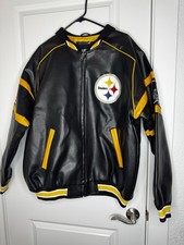 Vintage Pittsburgh Steelers Genuine Leather Bomber Varsity Jacket - Size L