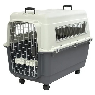 Sportpet Designs Plastic Airline Approved XL Dog Crate Gray Open Box 