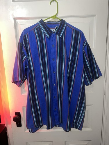 Vintage Striped Short Sleeve Button-up-stylish🔥XL🔥comes With NWT White Tshirt