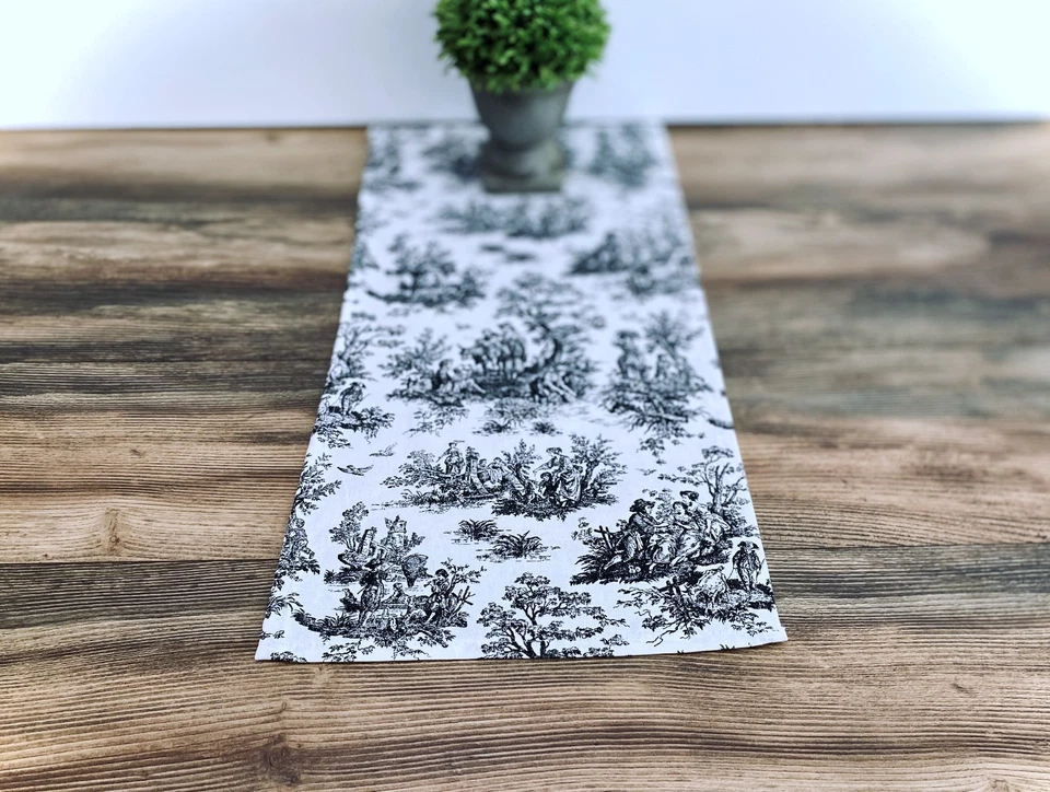Toile Table Runner French Colonial Home Decor Baby Wedding Shower Linens - Image 2 of 4