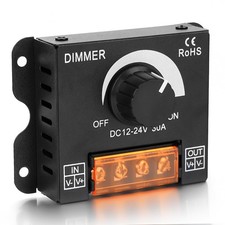 LED Light Strip Dimmer DC 12V-24V, 30A PWM Dimming Controller with Black-1PC