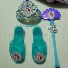 Disney Ariel Costume Set with Tiara, Wand, Sandals, Official, Used