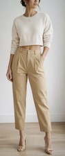 AYR The Metropolitan Pleated Khaki Pants Size 6 High Rise Cropped Chino Trouser