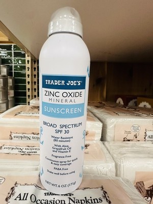 trader joes sunscreen zinc oxide mineral broad spectrum spf 30 fragrance free