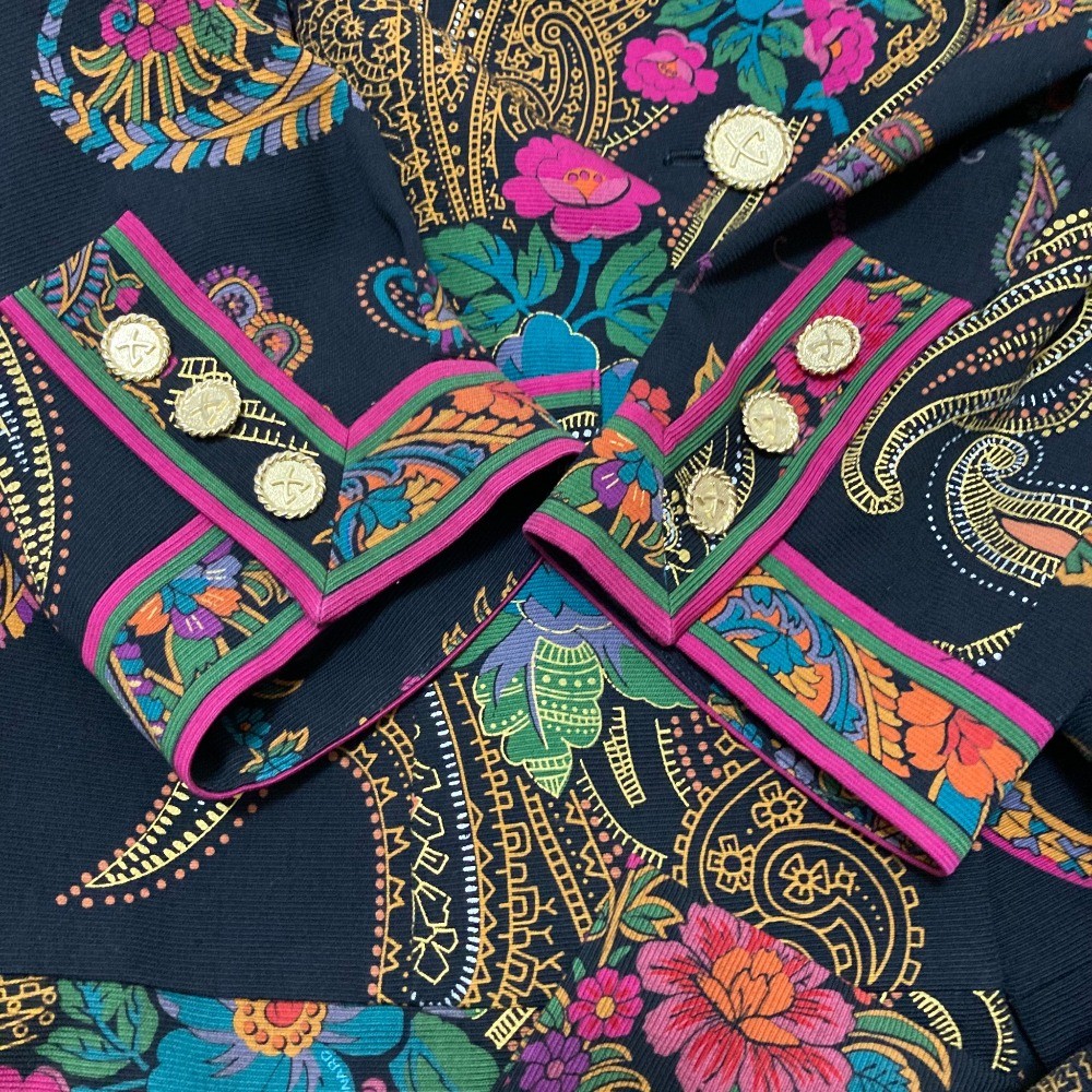 LEONARD Gold Button Paisley Pattern Collarless Ja… - image 5