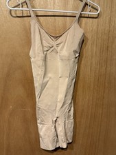 SPANX Sz Med Shaping Open Bust Bodysuit Mid Thigh Shapewear Nude.