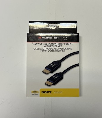 Monster HDMI Cable 30ft  Active High Speed w/ Ethernet JHIU0012 Just Hook It Up