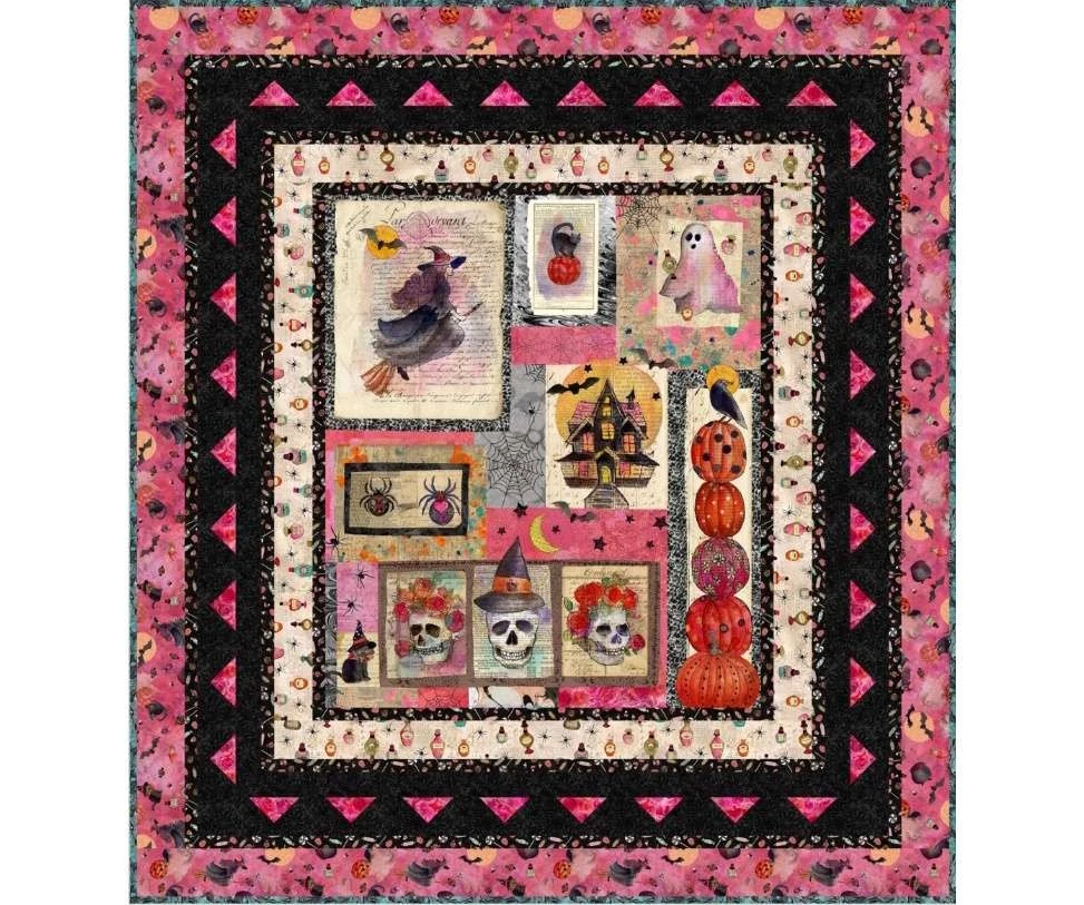 Center Stage - 64" X 70" Faboolous Halloween Panel Throw Quilt - Top & Binding