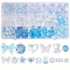 1box 128pcs Transparent Acrylic Beads Mixed style Beads sets Mixed