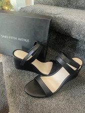 Stuart Weitzman Ava Ankle 75 Wedge Sandal In Black Size 8.5 New Without Box