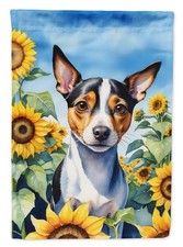Caroline's Treasures Rat Terrier in Sunflowers House Flag DAC6147CHF