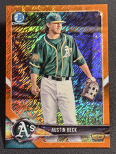 2018 Bowman Chrome ORANGE SHIMMER REFRACTOR PROSPECT ROOKIE Austin Beck 11/25