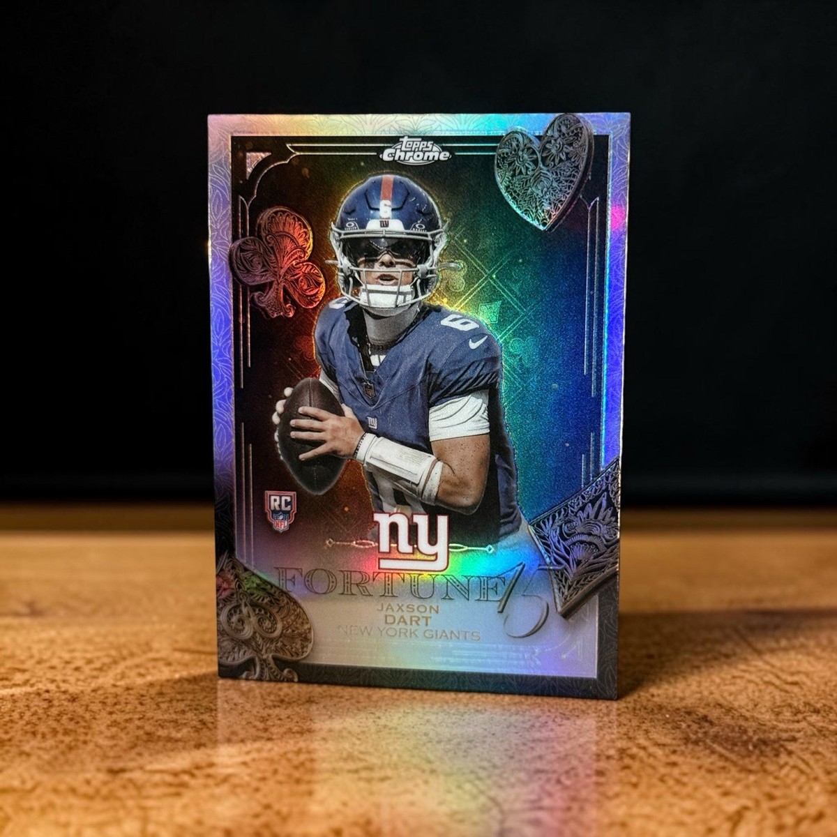 2025 Topps Chrome Football Jaxson Dart Fortune 15 Refractor Rookie