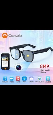Osawalla Smart Glasses Bluetooth Wi-Fi 8MP Camera Translation Voice Assistant