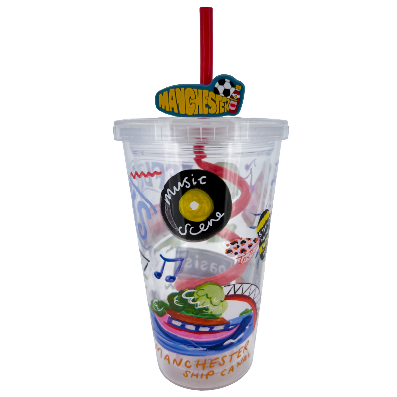Manchester Football Icons Water Tumbler With Straw BPA-free