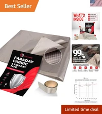 Military-Grade 1 Yard Faraday Fabric 44" x 36" for 5G & EMP Shielding Solutions