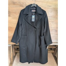 NWT Pendleton Nob Hill Wool Wrap Coat Women 10 Black Lined Notch Lapel Tie Waist
