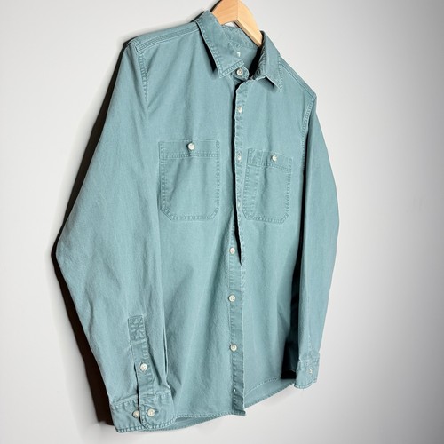 LL Bean Sunwashed Canvas Shirt Mens Green Slightly Fitted Button Up SZ-M Cotton - Bild 4 von 15