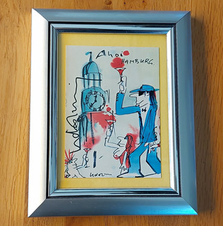 Rahmen 18x23 cm Motiv „Ahoi Hamburg“ Karte von Udo Lindenberg mit Unterschrift