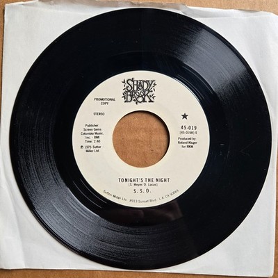 S.S.O. Tonight's The Night/Disco Version DJ PROMO 45 7'' R&B SOUL Record Vinyl