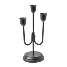 Gothic Black Metal Taper Candle Holder Elegant 3 Arm Candelabra for Halloween