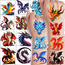 108 PCS Glitter Dragon Temporary Tattoos for Kids Teens