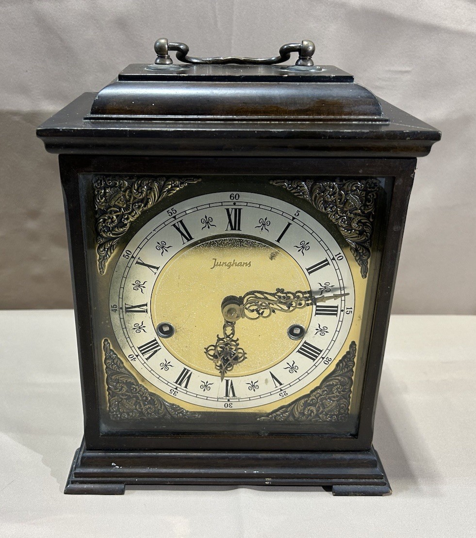 Vintage Junghans Wooden Mantle Desk Clock Made In Germany
