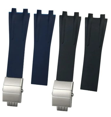 Silicone Watch Strap 26mm for Ulysse Nardin Blast Black Blue Rubber Sports Band