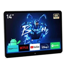  14 Inch 4K Portable Car TV Headrest Monitor, 90° Rotatable Android 4+64G, 1PC