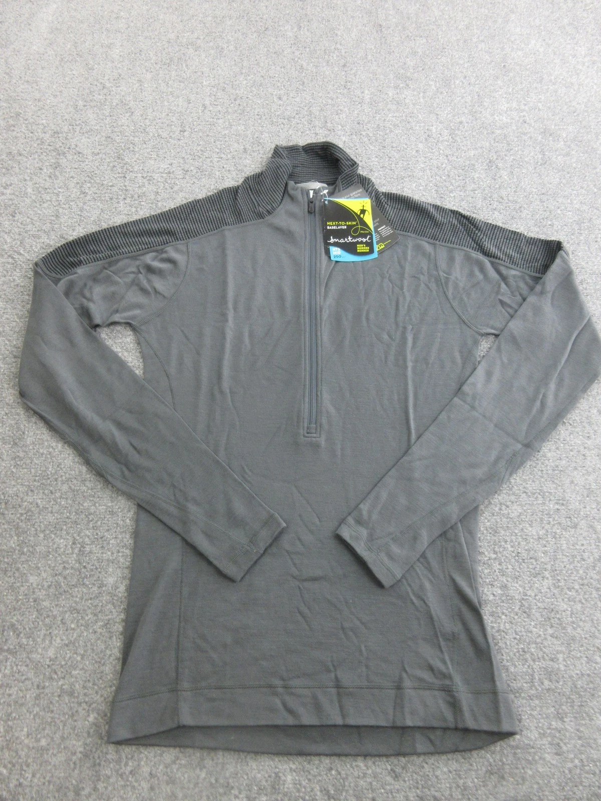 Smartwool Pullover Men Medium Gray 1/4 Zip Merino Wool NTS Mid 250 Base Layer 15