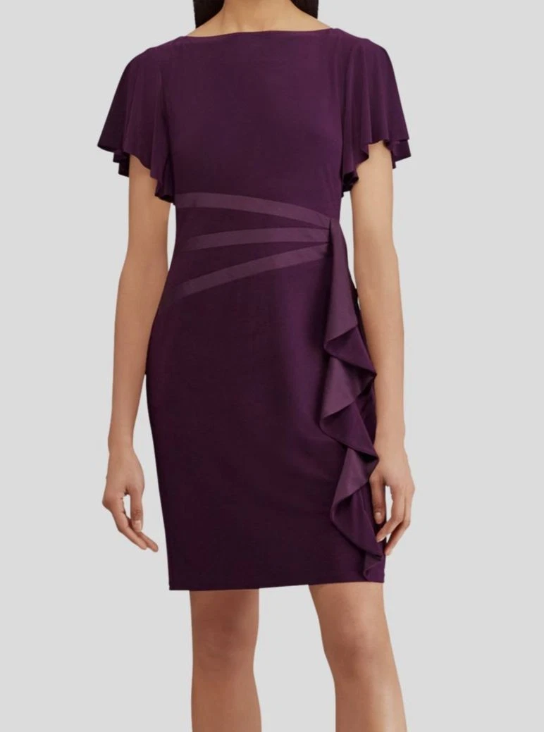 american living satin ruffle sheath dress American Living Womens Ruffled Sheath Dress