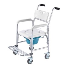 Uimoso Bedside Commode Chair with 4 Wheels 4-in-1 Raised Toilet Seat 350 lbs