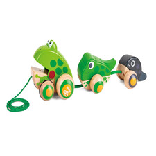 Hape Pull Along Frog Family Anti-Rollover Wheels Toddler Push And Pull Toys