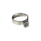 Vintage 925 Sterling Silver Wide Band Cubic Zirconia CZ Solitaire Ring - Sz 6.75