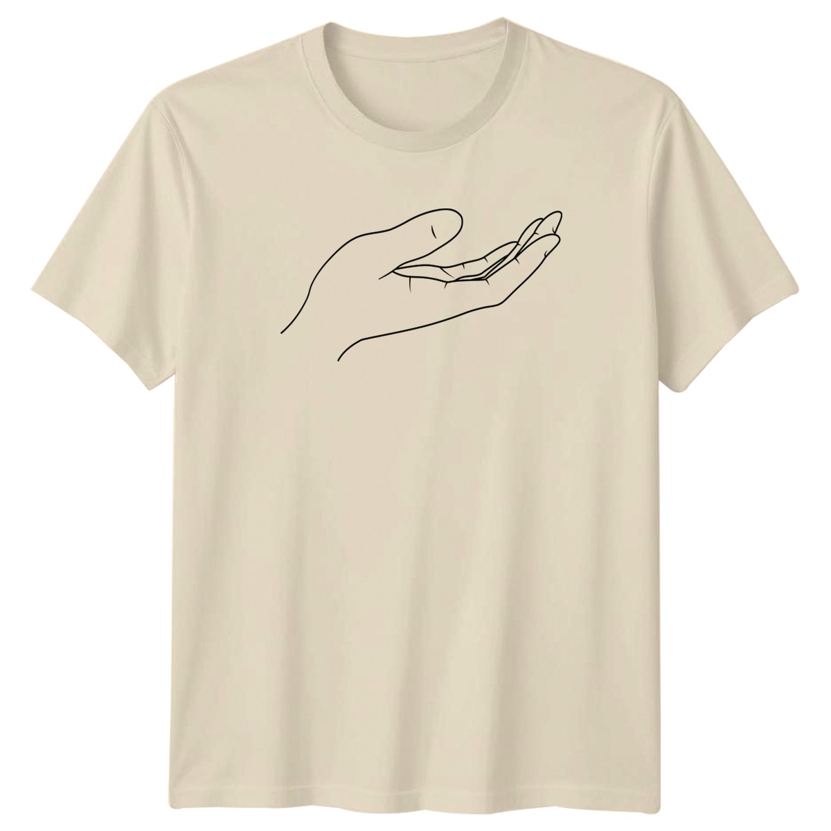 Camiseta Arte Línea Minimalista Palm Up Mano Diseño Simbólico Espiritualidad