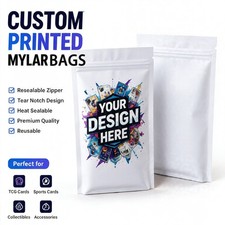 100PCS Custom Printed Mylar Bags for Trading Card Packaging Heat Seal Pouch