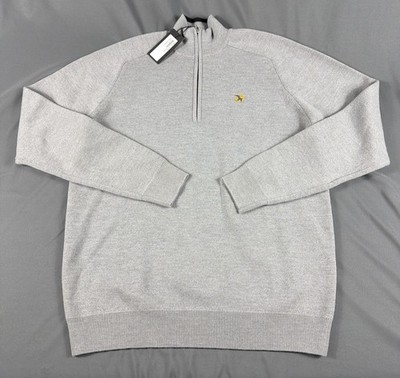 Galvin Green Golf Sweater Chester Chest Logo 1/4 Zip Medium Gray Wool MSRP $200