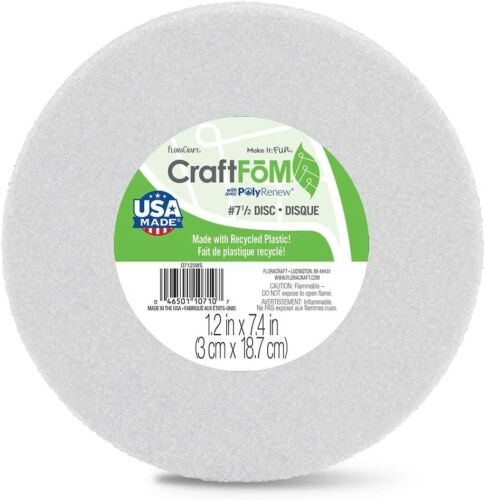 FloraCraft CraftFōM Disc 1.25 Inch x 7.4 Inch White 6 PACK - Picture 1 of 3
