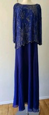 j kara women's boat neck asymmetrical Floral beaded dress, 3/4 sleeve Sz 18