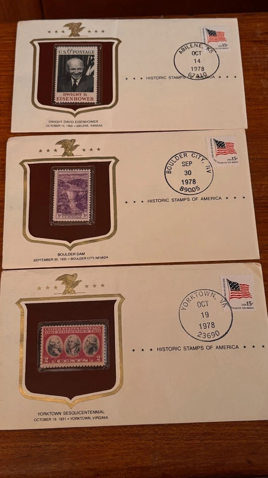 7 Vintag gold replica and 9 Historic first day cover stamps - Image 4 of 4