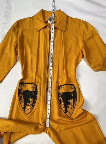 Vintage 70er Jumpsuit Schlag Schlag Schlaghose Pop Art nacktes Unterteil zu tragen (MÄNGEL LESEN - Bild 7 von 13