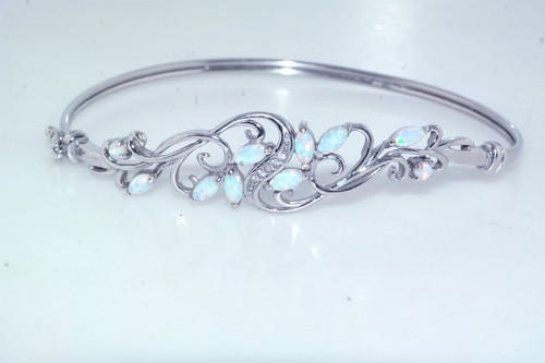 Bracciale PAJ in argento sterling 925 opale e diamanti genuini con vortice