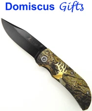 6 1/2" NEW! ELK RIDGE Gold Camouflage DEER POCKET KNIFE Folding Hunting Knives 